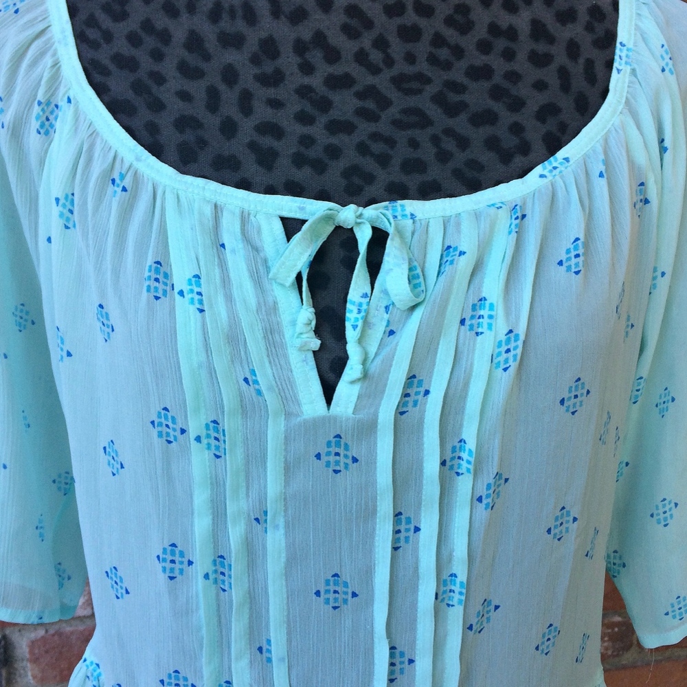 Hollister Baby Blue Flowy Sheer Blouse  - Size Medium - Picture 5 of 7
